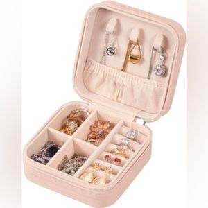 Pink Faux Leather Small Jewelry Box Travel Case